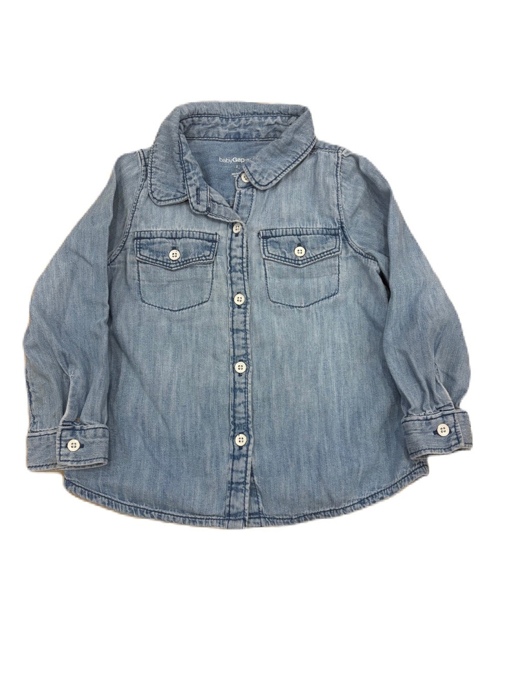 babyGap Light Wash Denim Button-Up Shirt - Size 2 Years